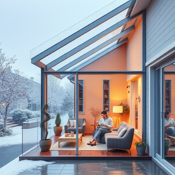 szklany dach nad tarasem