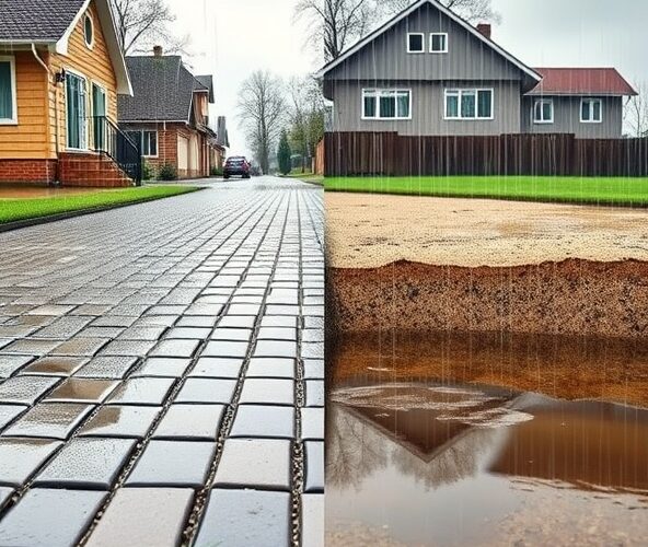 Czy kostka brukowa ażurowa na glinie bez drenażu ograniczy zalania?