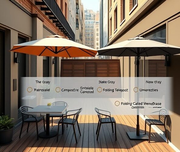Jakie parasole restauracyjne wybrać na mały taras, by zmieścić 4 stoliki?