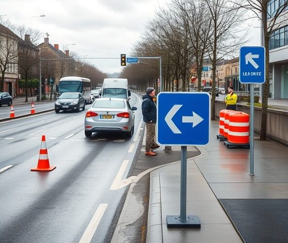 Czy tablica kierująca u21 przy zwężeniu pasa poprawia bezpieczeństwo?