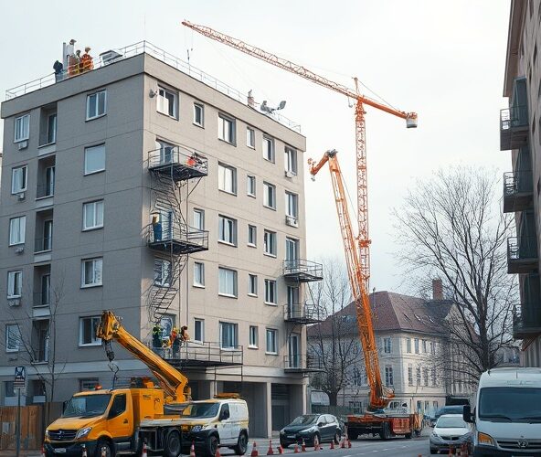 Czy wynajem dźwigów w Zabrzu opłaca się przy elewacji 5 pięter?