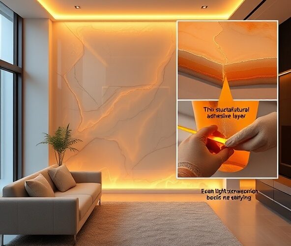 Jak zamontować onyx na ścianę w mieszkaniu z podświetleniem LED bez pęknięć?