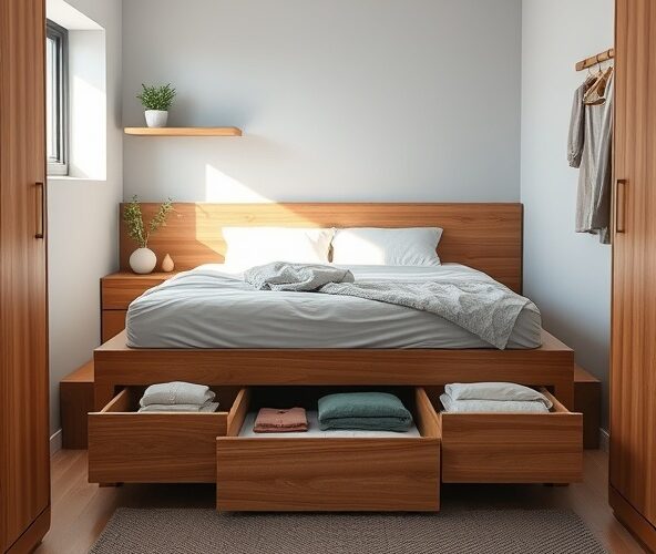 Jak wybrać łóżko drewniane olchowe z pojemnikiem, aby zmieściło się w małej sypialni i ułatwiło przechowywanie?