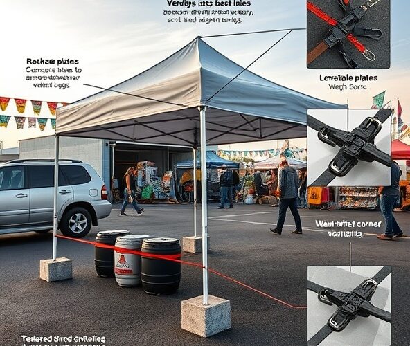 Jak zabezpieczyć namiot handlowy 3×3 przed silnym wiatrem na targu?