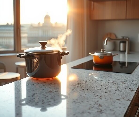 Czy blat z konglomeratu kwarcowego w Warszawie wytrzyma codzienne intensywne gotowanie i stawianie gorących garnków?