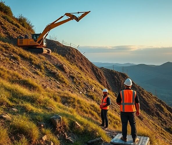 Czy usługi koparki z długim ramieniem są bezpieczne na skarpach?
