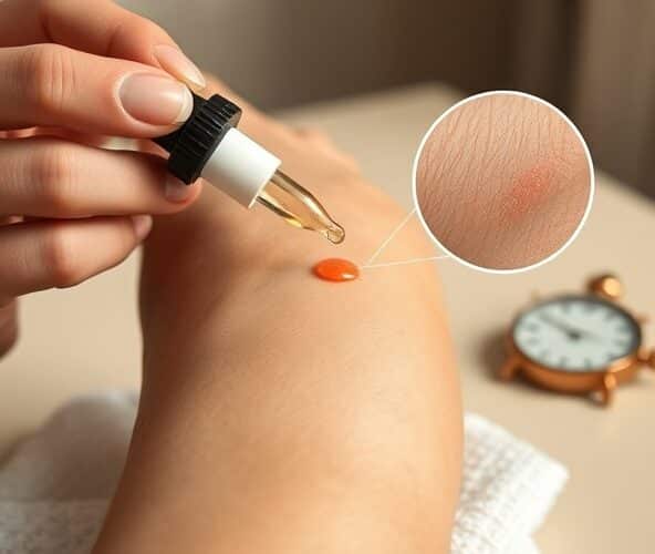 Jak zrobić patch test przed nowym serum z retinolem przy bardzo reaktywnej skórze twarzy?